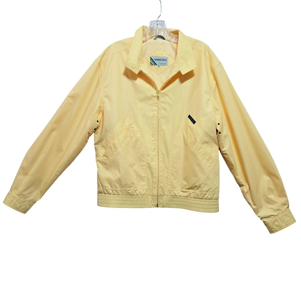 Vintage Members Only Medium Racer Jacket Yellow 80s Windbreaker  #1119 - Picture 2 of 10